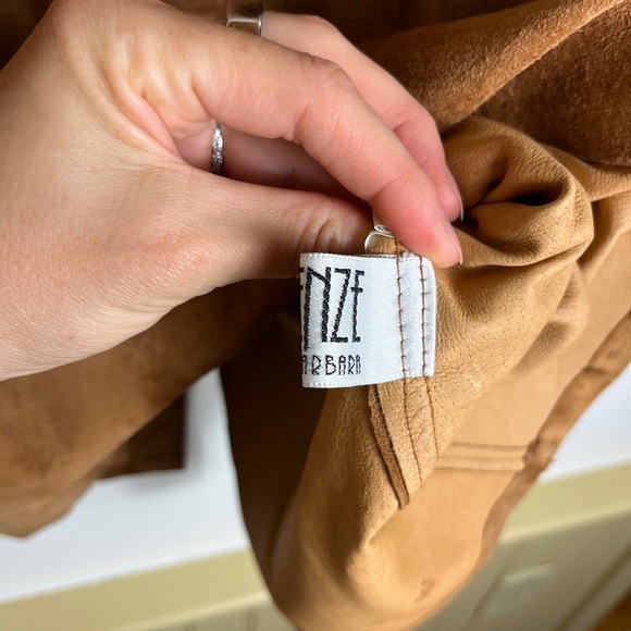 Vintage Camel Brown Suede Chic Maxi Skirt Elastic Waist Boho Casual Hippie S / M - Picture 4 of 13